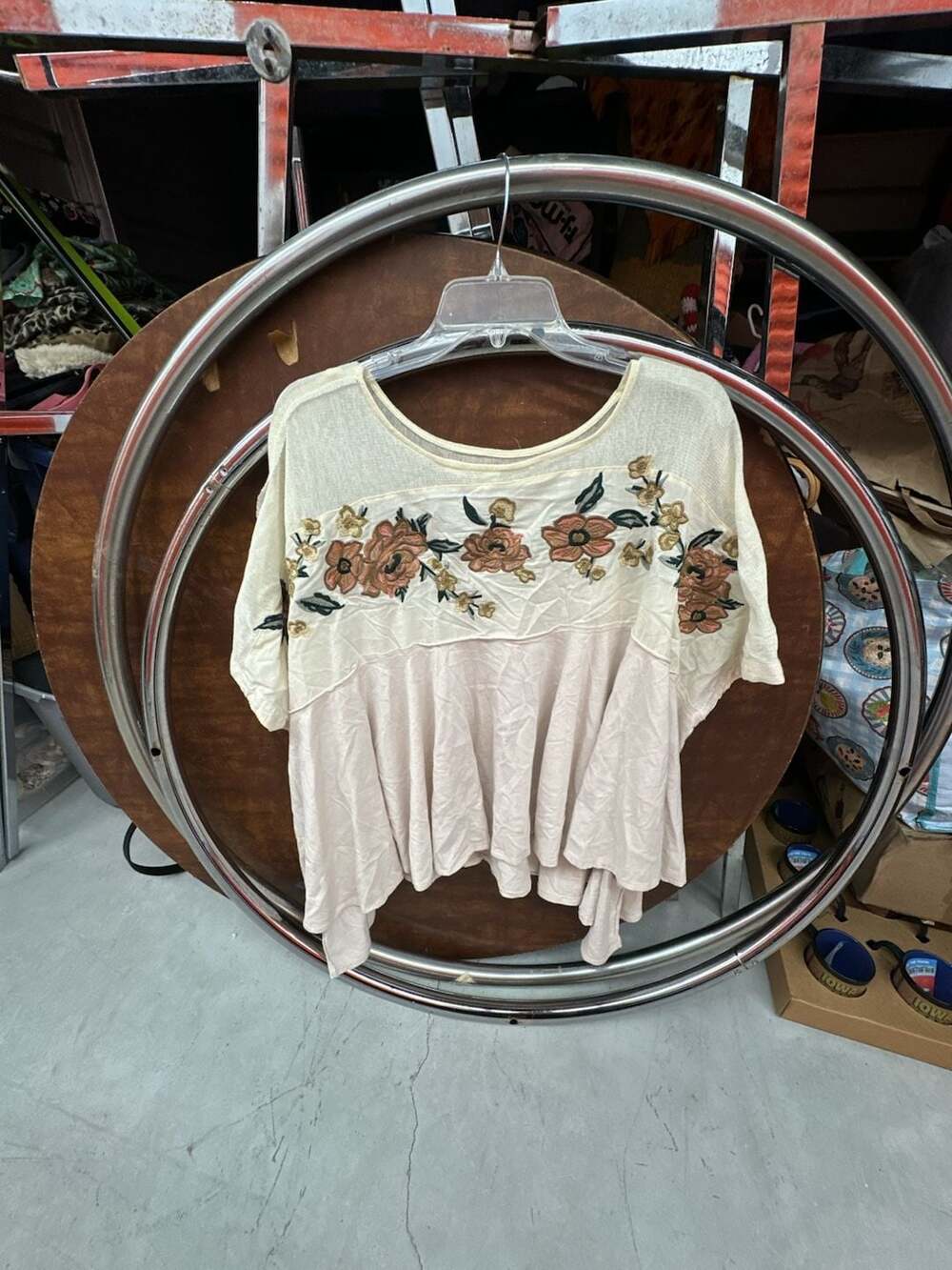 Oli & Hali Floral Embroidered Asymmetrical Tunic Top